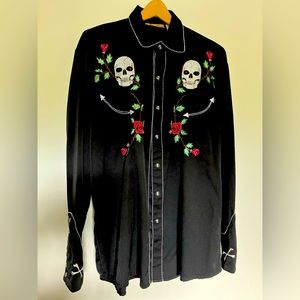 Scully Western Wear Skull/Roses Shirt